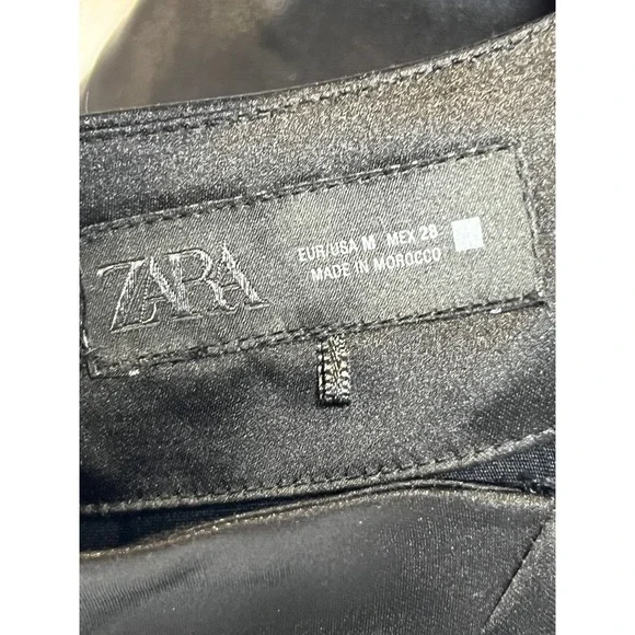 Zara Black Satin Halter Top Draped Cowl Neck Backless Party Blouse Medium - Picture 6 of 14